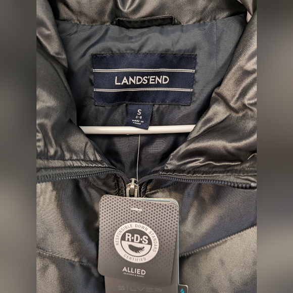 Lands end down vest jacket, size small, silver - Picture 3 of 4